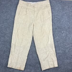 Lanzeno Pants Mens Size 40 Beige Linen Blend Pleated Casual Summer Lightweight